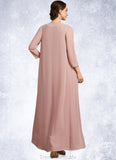 Kylee A-Line Scoop Neck Ankle-Length Chiffon Lace Mother of the Bride Dress STG126P0014747