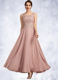 Kylee A-Line Scoop Neck Ankle-Length Chiffon Lace Mother of the Bride Dress STG126P0014747