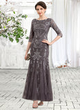 Martha Sheath/Column Scoop Neck Ankle-Length Tulle Sequined Mother of the Bride Dress STG126P0014758