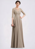 Brooke A-Line Scoop Neck Floor-Length Chiffon Lace Mother of the Bride Dress With Sequins STG126P0014764