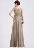Brooke A-Line Scoop Neck Floor-Length Chiffon Lace Mother of the Bride Dress With Sequins STG126P0014764