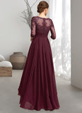 Alena A-Line Scoop Neck Asymmetrical Chiffon Lace Mother of the Bride Dress With Ruffle Sequins STG126P0014765