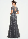 Scarlett Trumpet/Mermaid Scoop Neck Floor-Length Tulle Lace Mother of the Bride Dress With Beading Sequins STG126P0014767