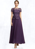 Paityn A-Line Scoop Neck Ankle-Length Chiffon Lace Mother of the Bride Dress With Sequins STG126P0014769