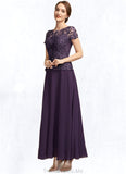 Paityn A-Line Scoop Neck Ankle-Length Chiffon Lace Mother of the Bride Dress With Sequins STG126P0014769