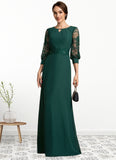 Charlize A-Line Scoop Neck Floor-Length Chiffon Lace Mother of the Bride Dress With Beading Sequins STG126P0014773
