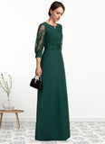Charlize A-Line Scoop Neck Floor-Length Chiffon Lace Mother of the Bride Dress With Beading Sequins STG126P0014773