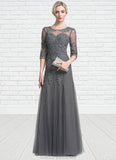 Carlee A-Line/Princess Scoop Neck Floor-Length Tulle Mother of the Bride Dress With Beading Sequins STG126P0014782