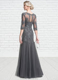 Carlee A-Line/Princess Scoop Neck Floor-Length Tulle Mother of the Bride Dress With Beading Sequins STG126P0014782