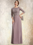 Lena A-Line Scoop Neck Floor-Length Chiffon Lace Mother of the Bride Dress STG126P0014788