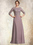 Lena A-Line Scoop Neck Floor-Length Chiffon Lace Mother of the Bride Dress STG126P0014788