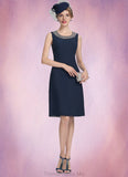 Kenya A-Line Scoop Neck Knee-Length Chiffon Mother of the Bride Dress With Beading STG126P0014791
