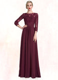 Juliana A-Line Scoop Neck Floor-Length Chiffon Lace Mother of the Bride Dress With Ruffle Beading Sequins STG126P0014792