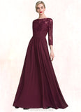 Juliana A-Line Scoop Neck Floor-Length Chiffon Lace Mother of the Bride Dress With Ruffle Beading Sequins STG126P0014792
