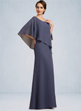 Kennedi A-Line Scoop Neck Floor-Length Chiffon Mother of the Bride Dress With Beading STG126P0014793