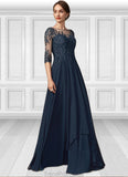 Julia A-Line Scoop Neck Floor-Length Chiffon Lace Mother of the Bride Dress With Beading Sequins STG126P0014795