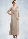 Hayley A-Line V-neck Ankle-Length Chiffon Lace Mother of the Bride Dress STG126P0014851