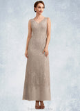 Hayley A-Line V-neck Ankle-Length Chiffon Lace Mother of the Bride Dress STG126P0014851