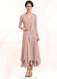Savannah A-Line V-neck Ankle-Length Chiffon Mother of the Bride Dress With Appliques Lace Sequins STG126P0014855