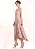 Savannah A-Line V-neck Ankle-Length Chiffon Mother of the Bride Dress With Appliques Lace Sequins STG126P0014855