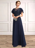 Genevieve A-Line Scoop Neck Floor-Length Chiffon Lace Mother of the Bride Dress With Sequins STG126P0014857