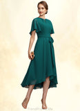 Addison A-Line Scoop Neck Asymmetrical Chiffon Mother of the Bride Dress With Ruffle Bow(s) STG126P0014859