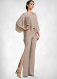 Una Jumpsuit/Pantsuit Scoop Neck Floor-Length Chiffon Mother of the Bride Dress STG126P0014864