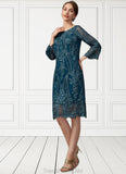 Karen Sheath/Column Scoop Neck Knee-Length Lace Mother of the Bride Dress With Sequins STG126P0014867