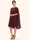 Giada A-Line Scoop Neck Knee-Length Chiffon Mother of the Bride Dress With Beading STG126P0014873