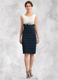 Nita Sheath/Column Scoop Neck Knee-Length Chiffon Mother of the Bride Dress With Appliques Lace STG126P0014880