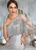 Brooklyn Sheath/Column Scoop Neck Knee-Length Taffeta Lace Mother of the Bride Dress With Beading Sequins STG126P0014886