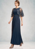 Tatum A-Line Scoop Neck Ankle-Length Chiffon Lace Mother of the Bride Dress With Beading Sequins STG126P0014892