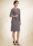 Allison A-Line Scoop Neck Knee-Length Chiffon Mother of the Bride Dress With Sequins STG126P0014894