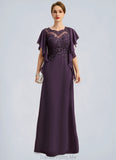 Talia A-line Scoop Illusion Floor-Length Chiffon Lace Mother of the Bride Dress STG126P0021839