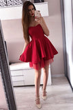 Simple Red Sweetheart A Line Satin Homecoming Dresses