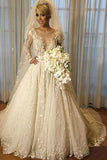 2024 Luxury New Style V-Neck A-Line Wedding Dress Long Sleeves With PB3AMD81