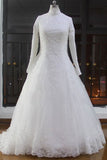 2024 High Neck Wedding Dresses A Line Tulle Muslim With PEJDAHJ4