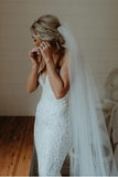 Charming Ivory V Neck Mermaid Strapless Lace Appliques Wedding Dresses, Bridal Dresses STG15506
