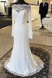 Chic Off the Shoulder Long Sleeves Lace Appliques Sweep Train Wedding Dresses