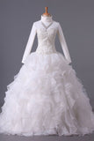 2024 Musilim Wedding Dresses A Line Sweetheart Organza With Beads & PGZK421Z