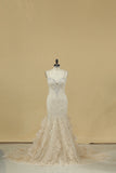 2024 Mermaid Sweetheart Tulle Wedding Dresses With Applique And P5C4C3GS