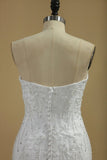 2024 Mermaid Wedding Dresses Strapless Tulle With Beads And Embroidery P27RFAFE