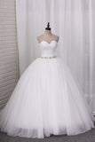2024 New Wedding Dresses Tulle Ball Gown Sweetheart Ruched Bodice Lace P2PFZ2GD