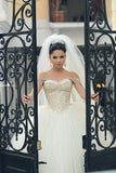 2024 Off The Shoulder Wedding Dresses A Line Tulle With Beading Floor PFAYBLDL