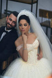 2024 Off The Shoulder Wedding Dresses A Line Tulle With Beading Floor PFAYBLDL