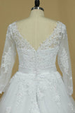 2024 New Arrival V Neck Long Sleeves Tulle With Applique Wedding Dresses PN4BLEA1