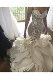 Mermaid Wedding Dresses Tulle With Applique And Ruffles Cathedral STGP8QYNDRM