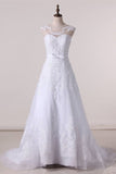 2024 Scoop A Line Wedding Dresses Tulle PXJ35KBT