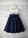 A-line/Princess Straps Sleeveless Bowknot Tea-Length Taffeta Flower Girl Dresses TPP0007587